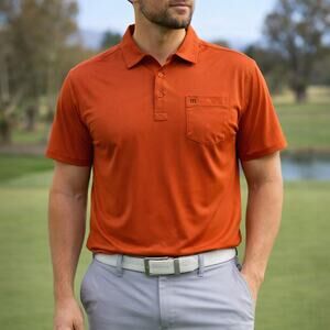TravisMathew Men’s XL Burnt Orange Golf Polo Performance Shirt
